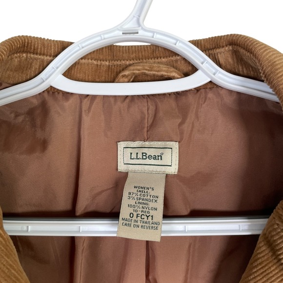 LL Bean Corduroy Jacket Womens Size‎ 10 Reg Brown Button Up Cotton Blend 0FCY1 - Picture 5 of 6
